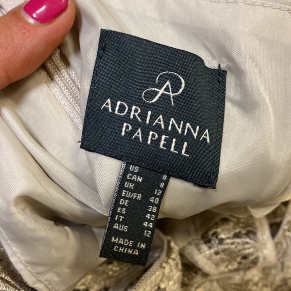 Adrianna Papell | Sequin Lace Gown In Grey Marble Size 8 NEW - Picture 9 of 9